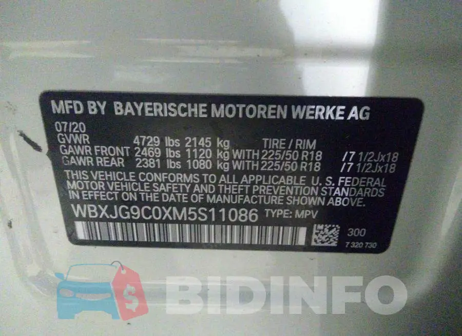 WBXJG9C0XM5S11086 Photo# 9