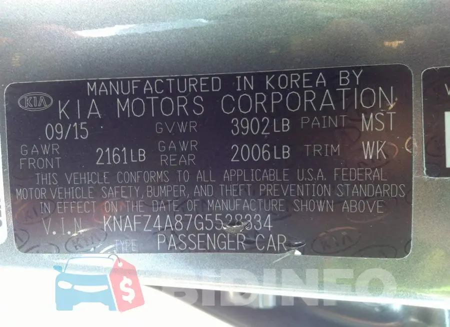 KNAFZ4A87G5528334 Photo# 9