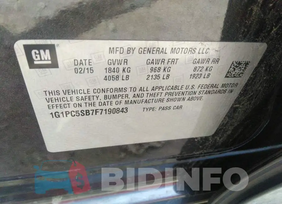 1G1PC5SB7F7190843 Photo# 9