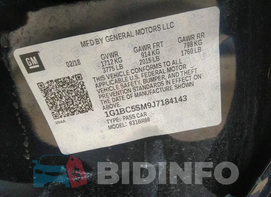 1G1BC5SM9J7184143 Photo# 9