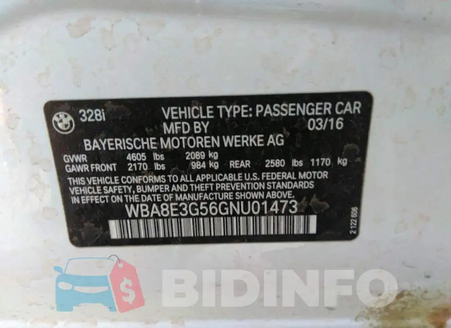 WBA8E3G56GNU01473 Photo# 9