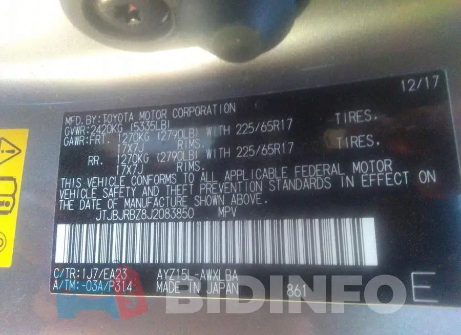 JTJBJRBZ8J2083850 Photo# 9