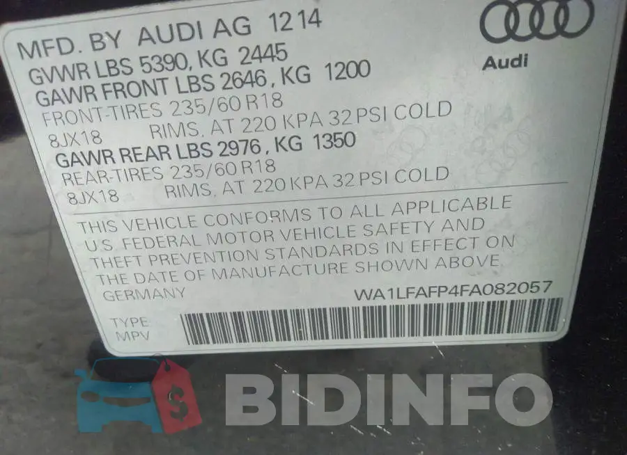 WA1LFAFP4FA082057 Photo# 9
