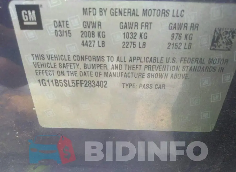 1G11B5SL5FF283402 Photo# 9