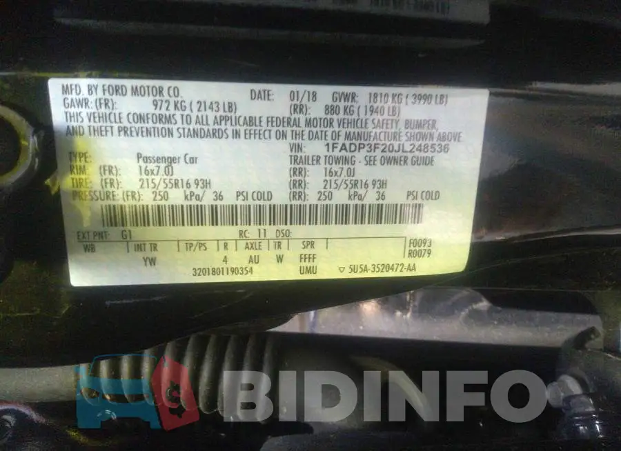 1FADP3F20JL248536 Photo# 9