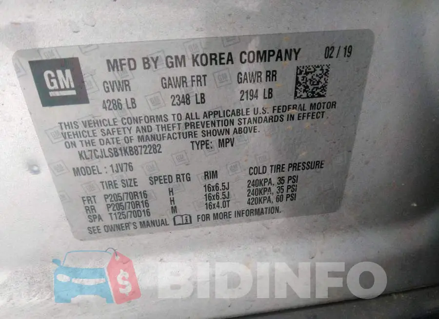 KL7CJLSB1KB872282 Photo# 9