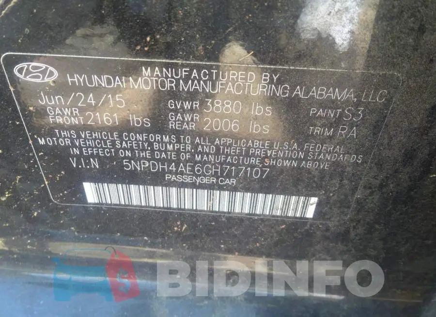 5NPDH4AE6GH717107 Photo# 9