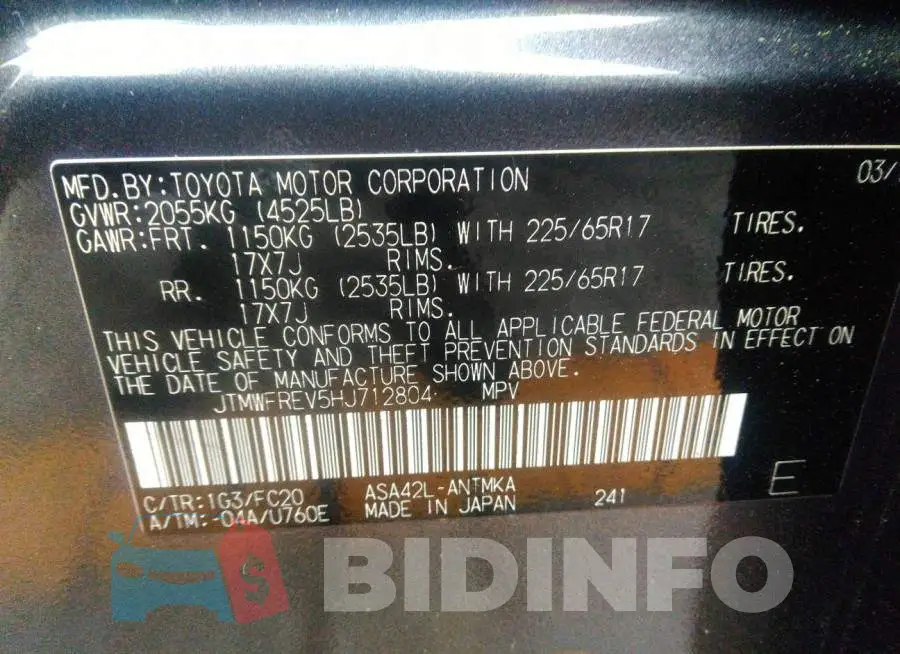 JTMWFREV5HJ712804 Photo# 9