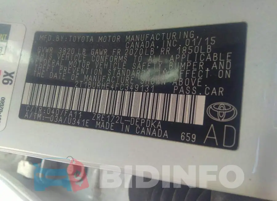 2T1BURHE4FC349131 Photo# 9