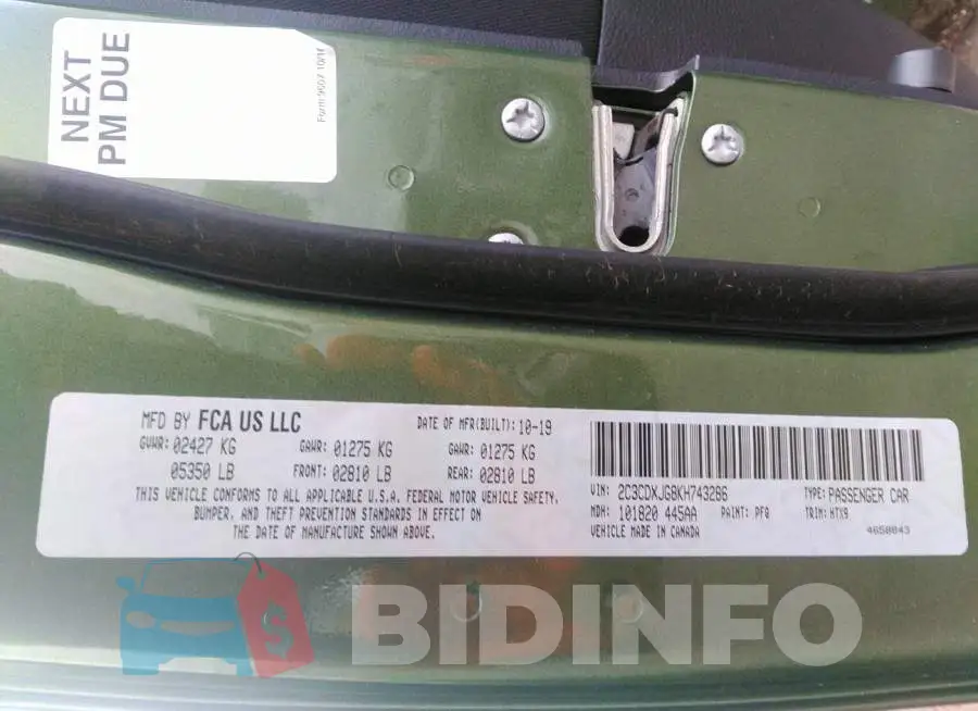 2C3CDXJG8KH743286 Photo# 9