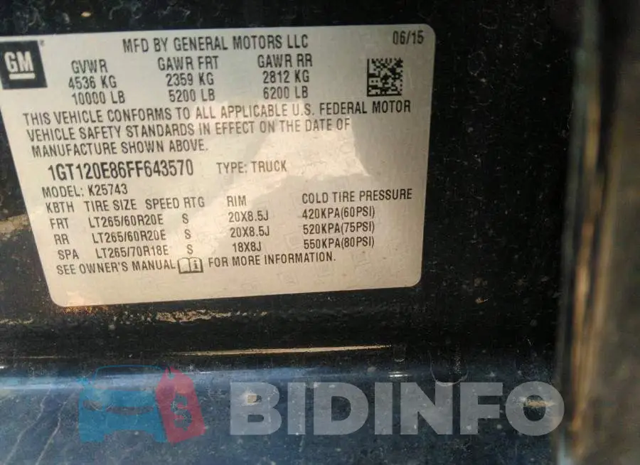 1GT120E86FF643570 Photo# 9