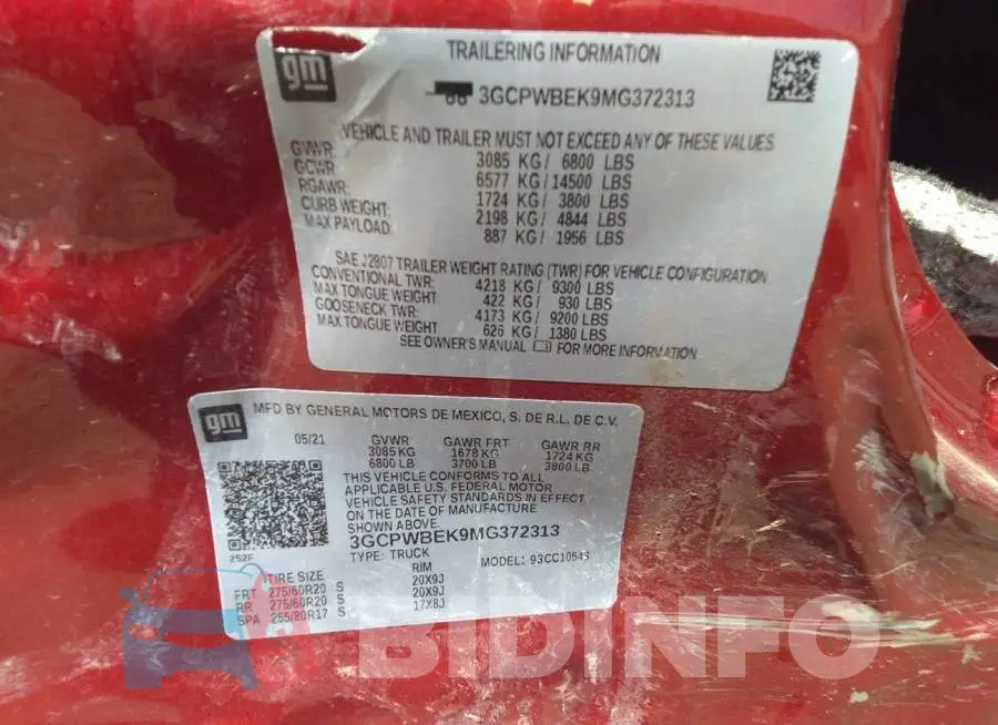 3GCPWBEK9MG372313 Photo# 9