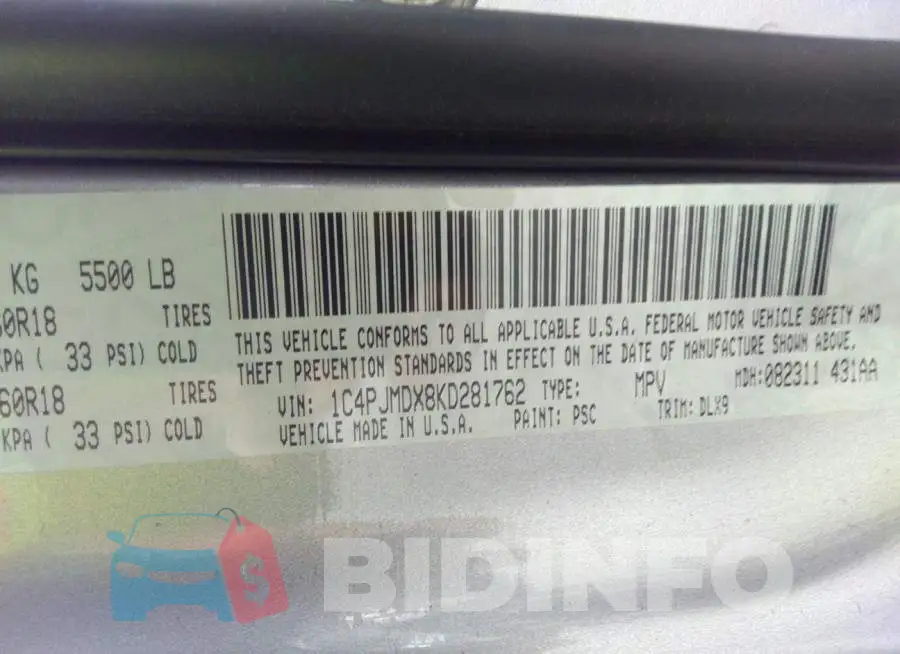 1C4PJMDX8KD281762 Photo# 9