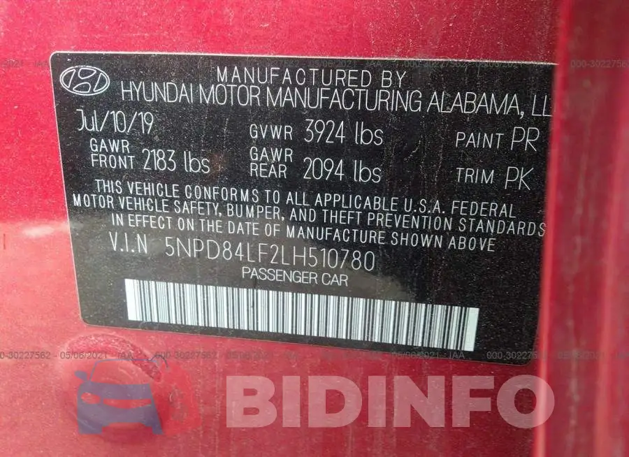 5NPD84LF2LH510780 Photo# 9