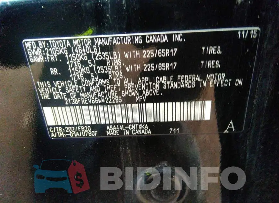 2T3BFREV8GW422295 Photo# 9