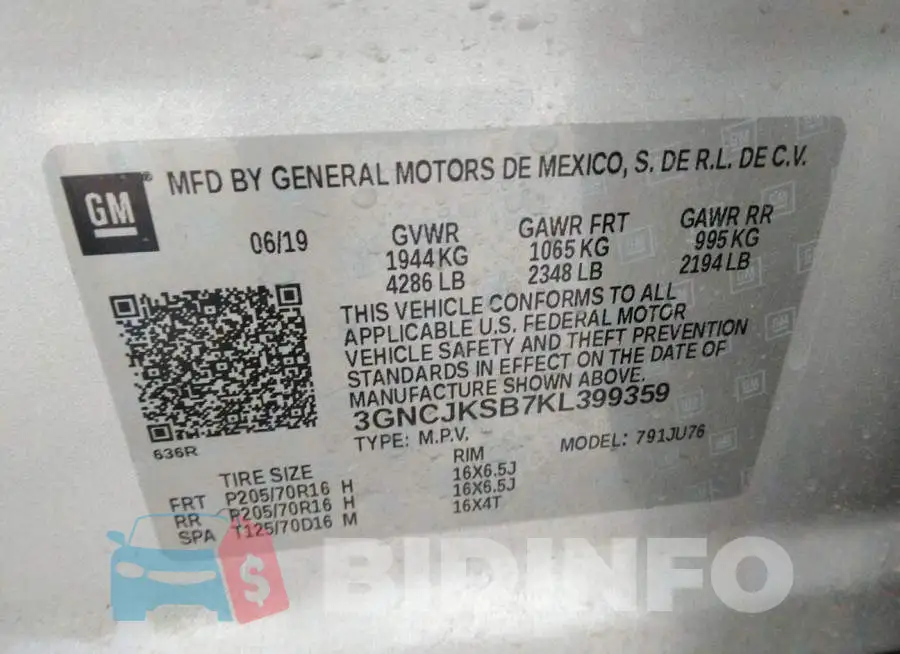 3GNCJKSB7KL399359 Photo# 9