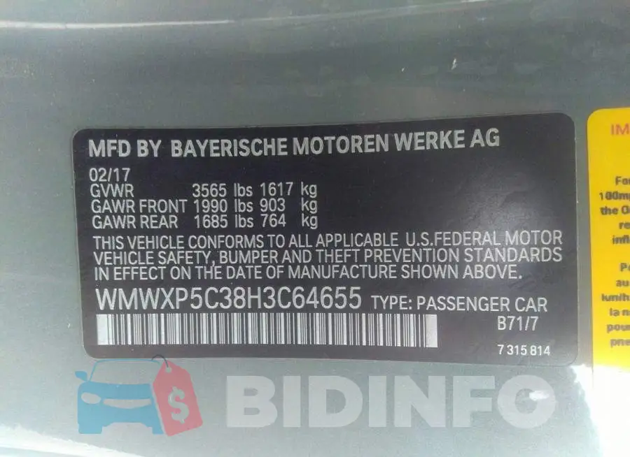 WMWXP5C38H3C64655 Photo# 9