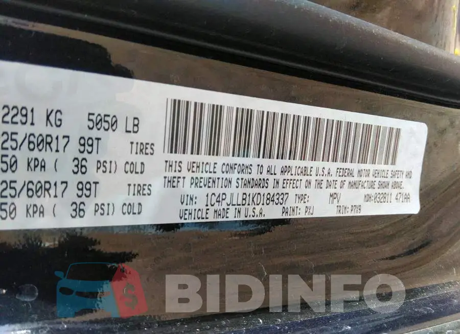 1C4PJLLB1KD184337 Photo# 9