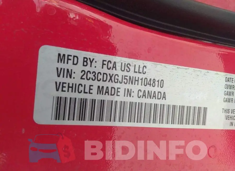 2C3CDXGJ5NH104810 Photo# 9