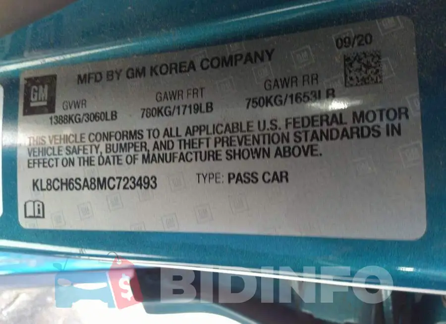 KL8CH6SA8MC723493 Photo# 9