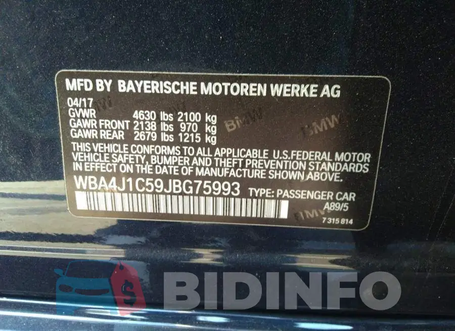 WBA4J1C59JBG75993 Photo# 9