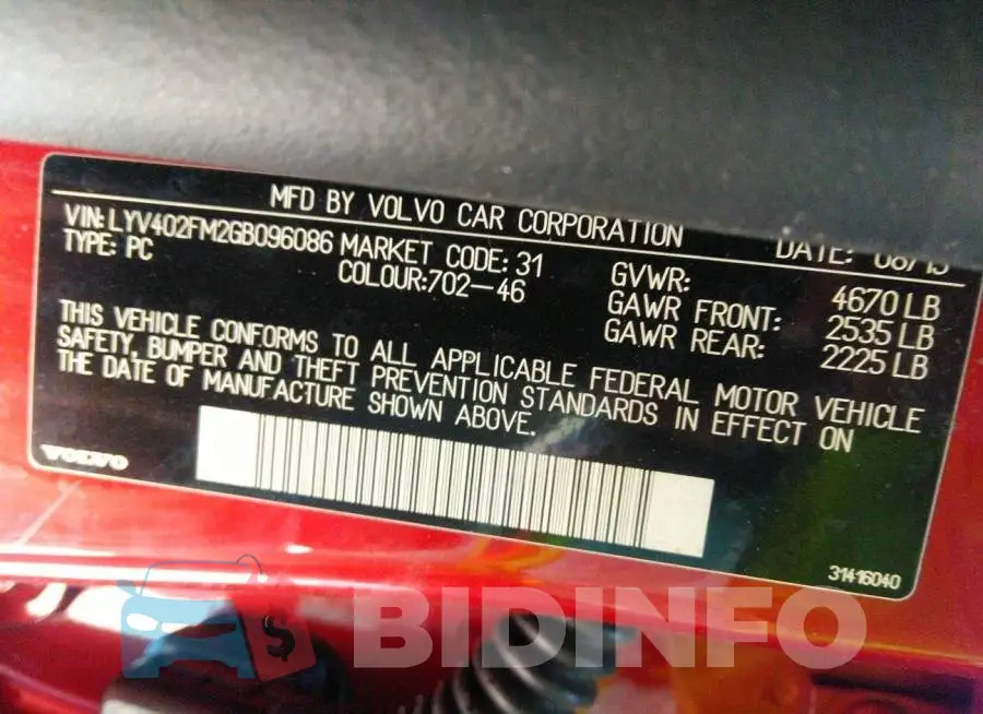LYV402FM2GB096086 Photo# 9