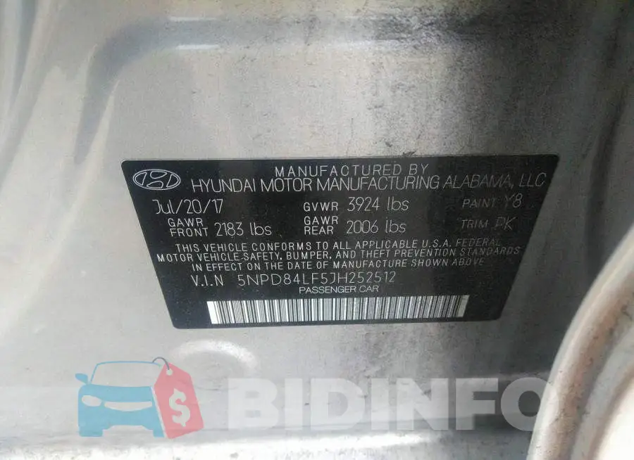 5NPD84LF5JH252512 Photo# 9