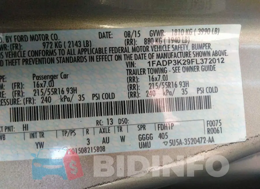 1FADP3K29FL372012 Photo# 9