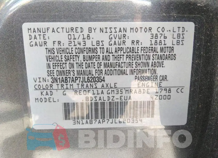 3N1AB7AP7JL620354 Photo# 9