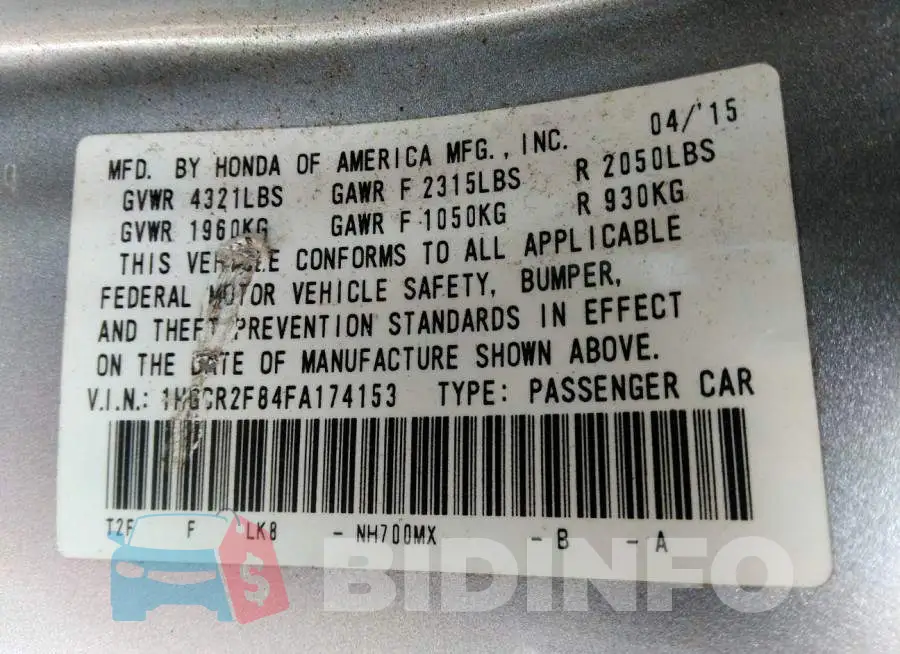 1HGCR2F84FA174153 Photo# 9