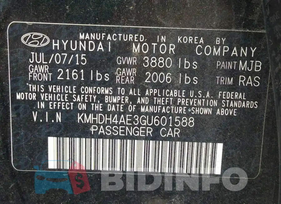 KMHDH4AE3GU601588 Photo# 9