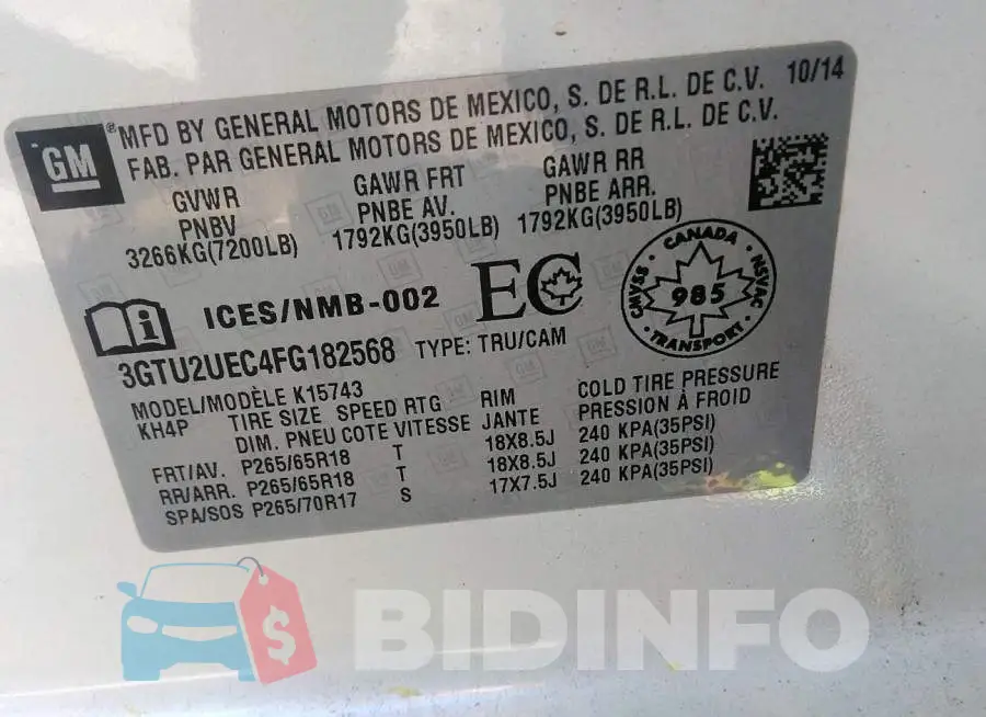 3GTU2UEC4FG182568 Photo# 9