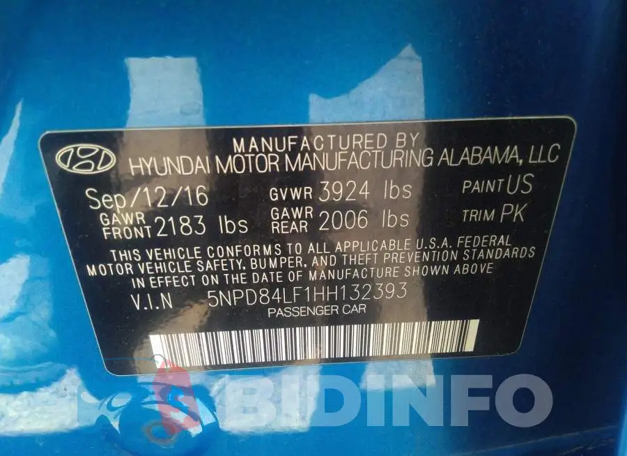 5NPD84LF1HH132393 Photo# 9