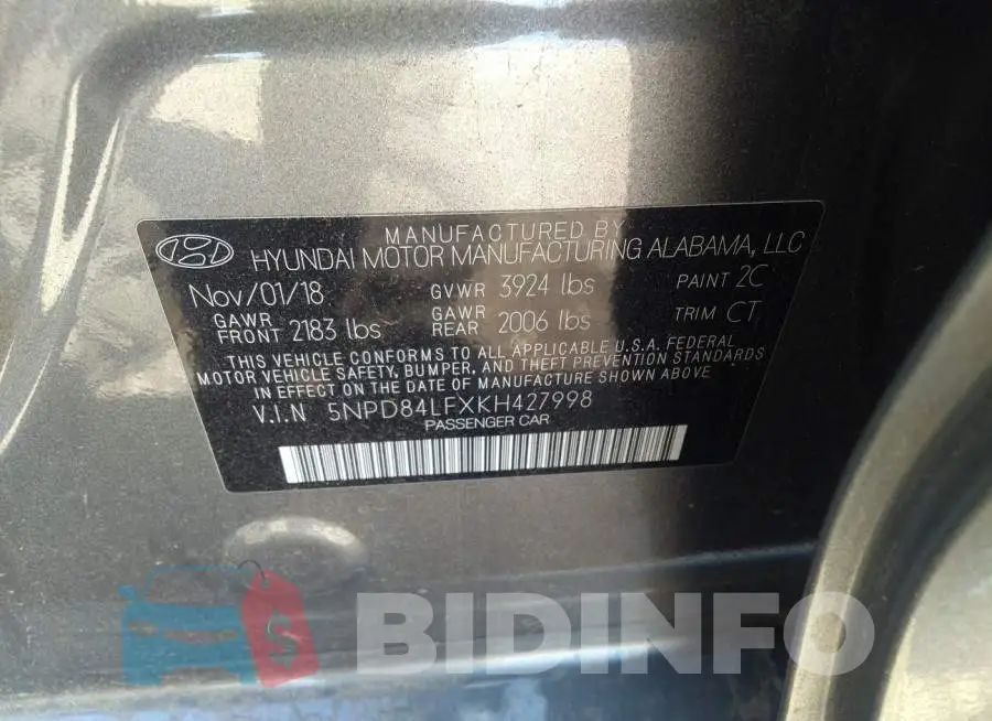 5NPD84LFXKH427998 Photo# 9