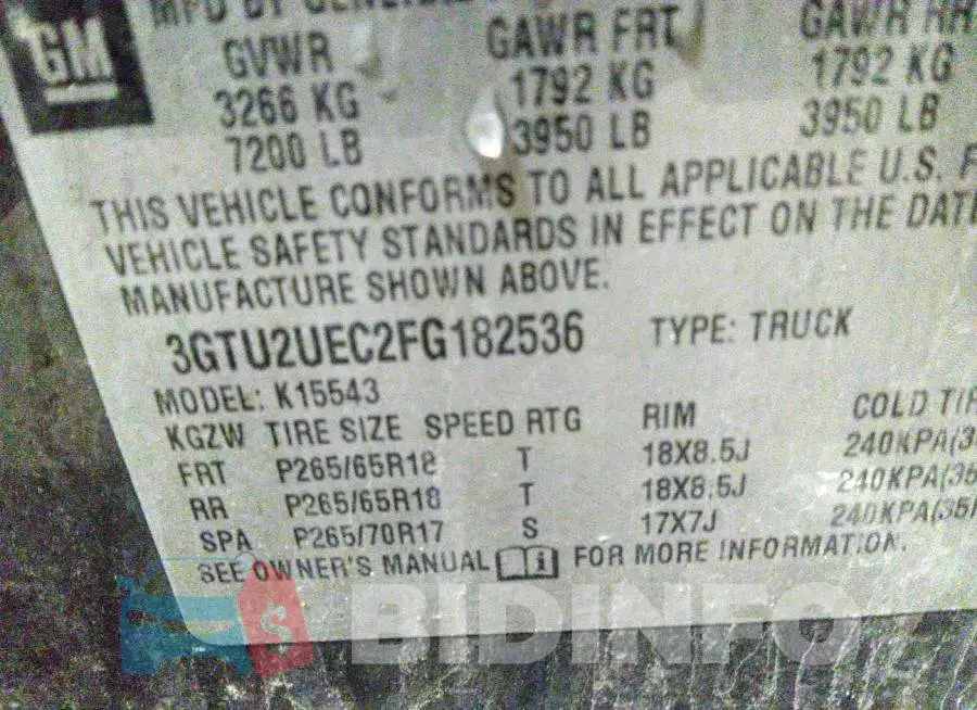 3GTU2UEC2FG182536 Photo# 9