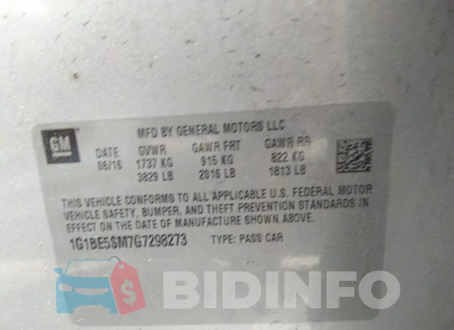 1G1BE5SM7G7298273 Photo# 9
