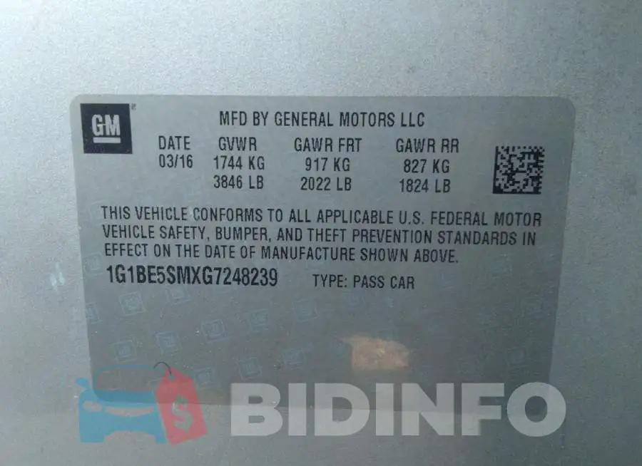 1G1BE5SMXG7248239 Photo# 9