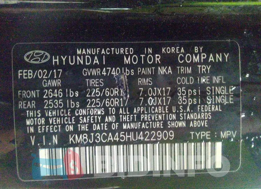 KM8J3CA45HU422909 Photo# 9