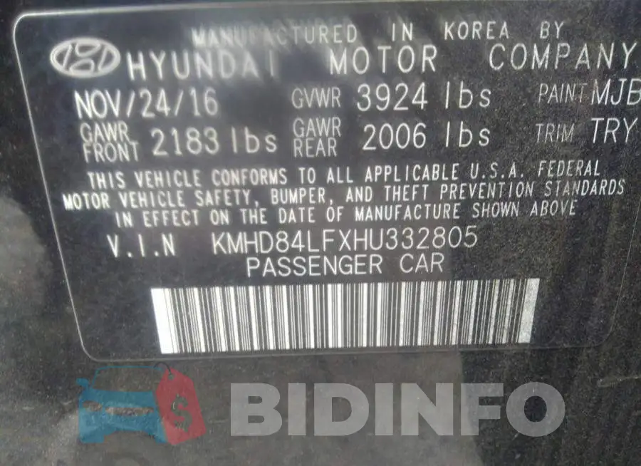KMHD84LFXHU332805 Photo# 9