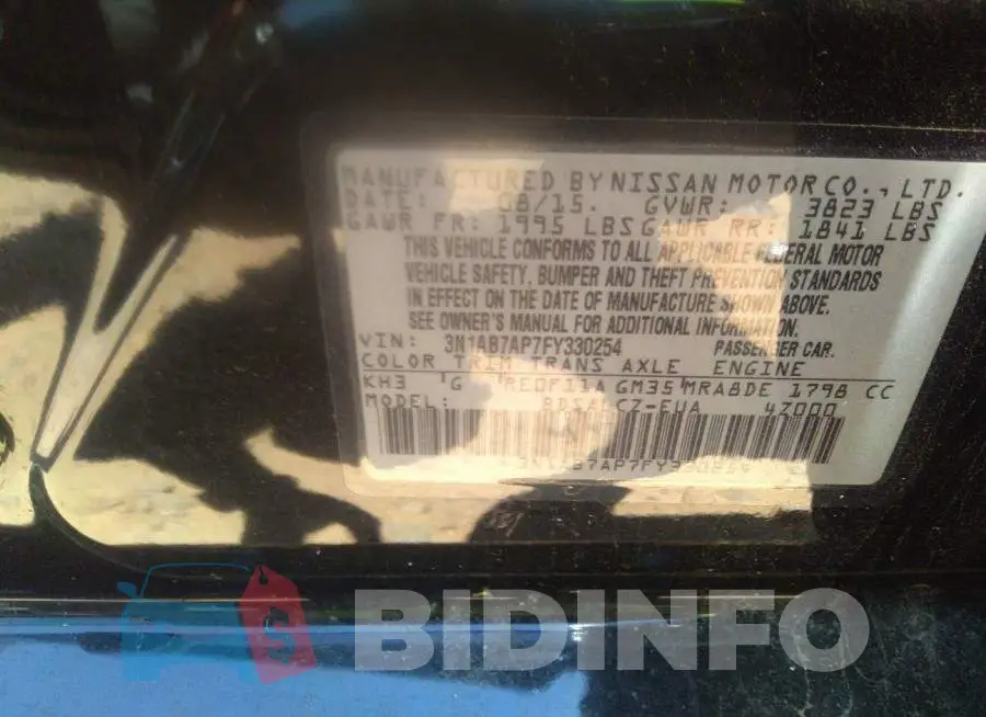 3N1AB7AP7FY330254 Photo# 9