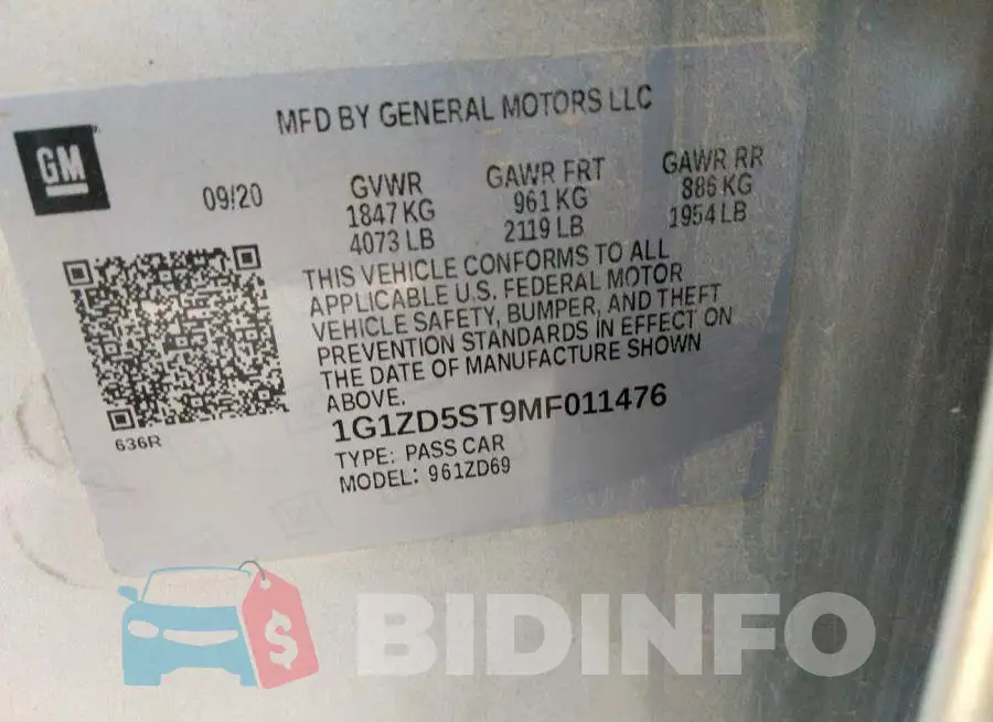 1G1ZD5ST9MF011476 Photo# 9