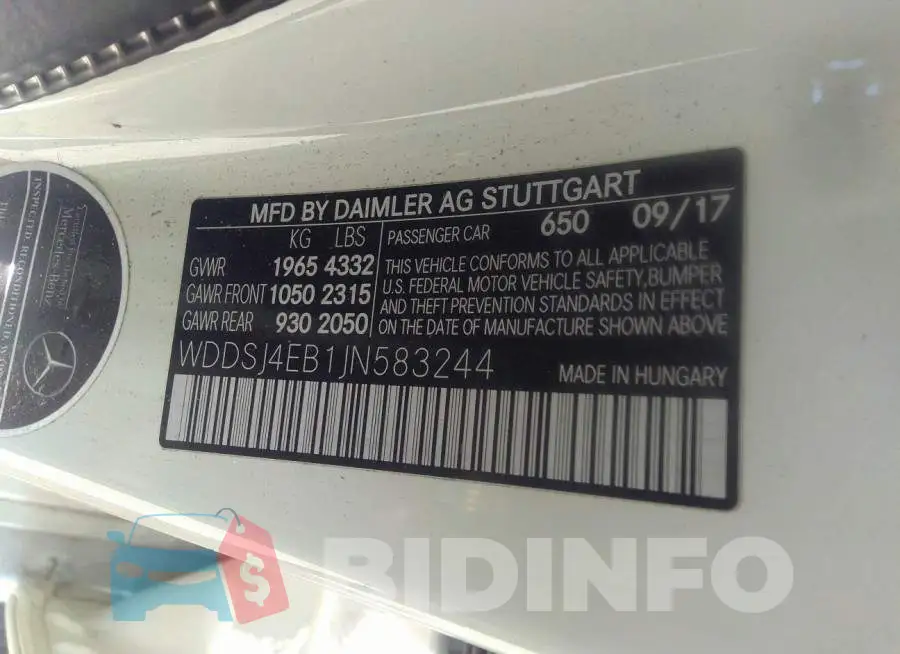 WDDSJ4EB1JN583244 Photo# 9