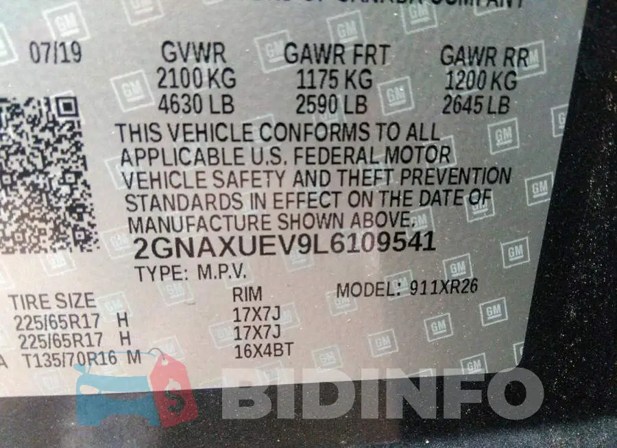 2GNAXUEV9L6109541 Photo# 9