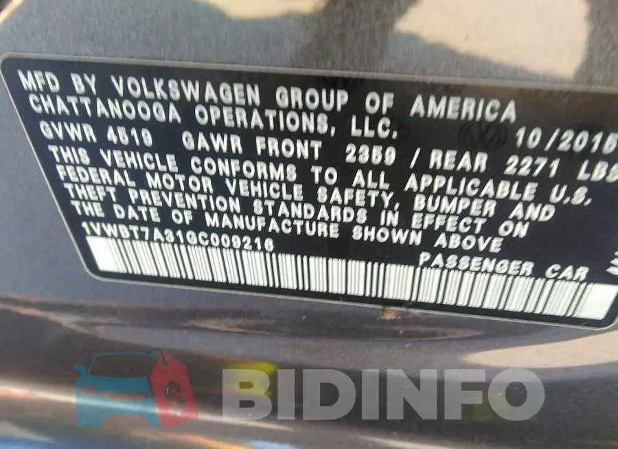 1VWBT7A31GC009216 Photo# 9
