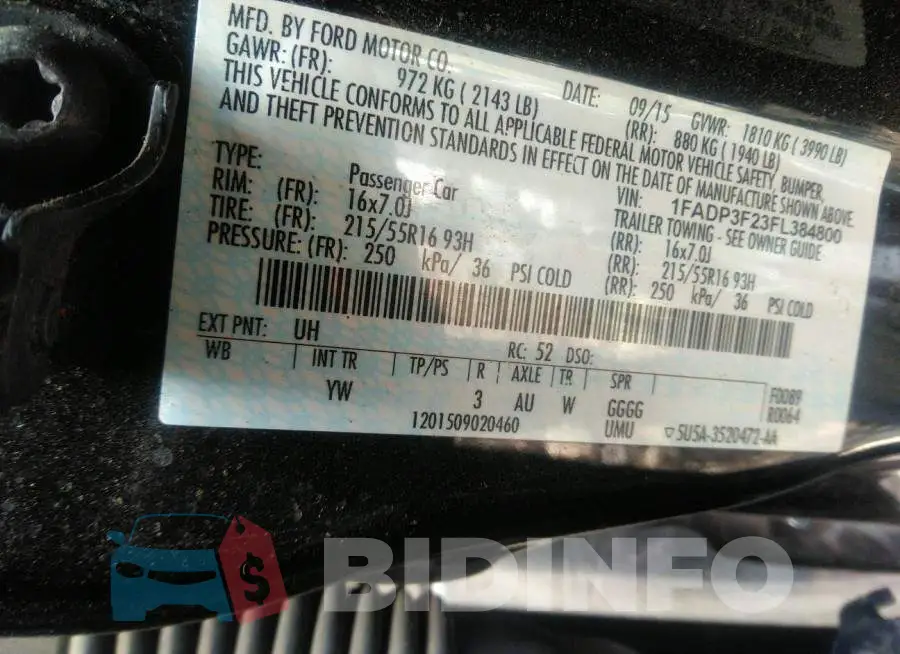 1FADP3F23FL384800 Photo# 9