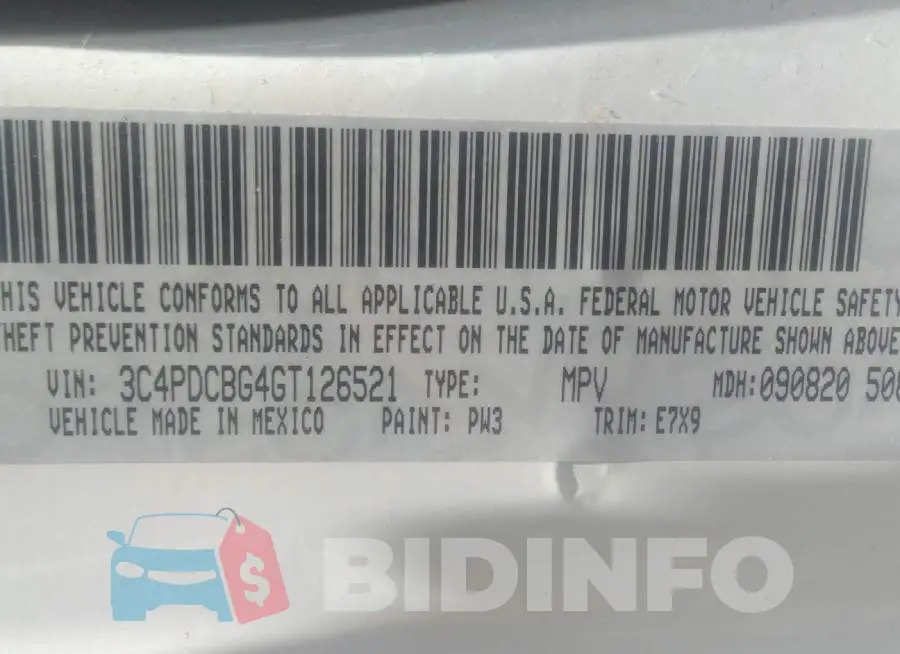 3C4PDCBG4GT126521 Photo# 9