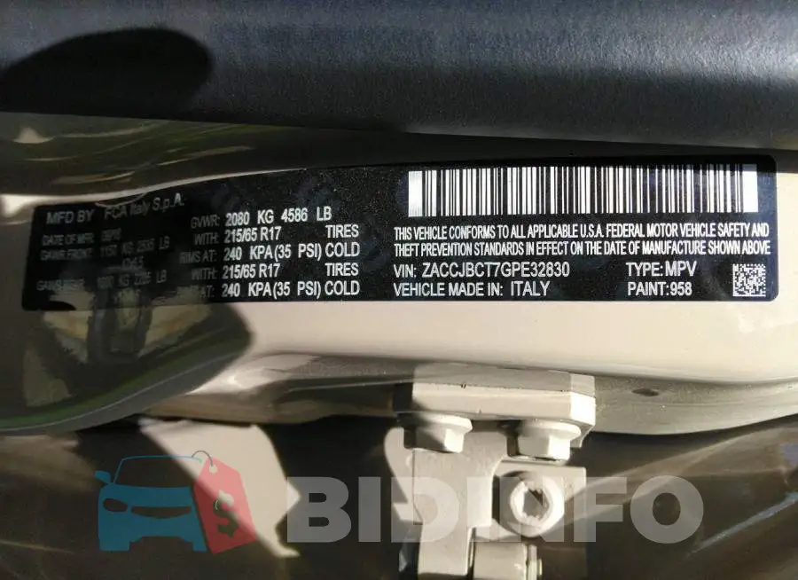 ZACCJBCT7GPE32830 Photo# 9