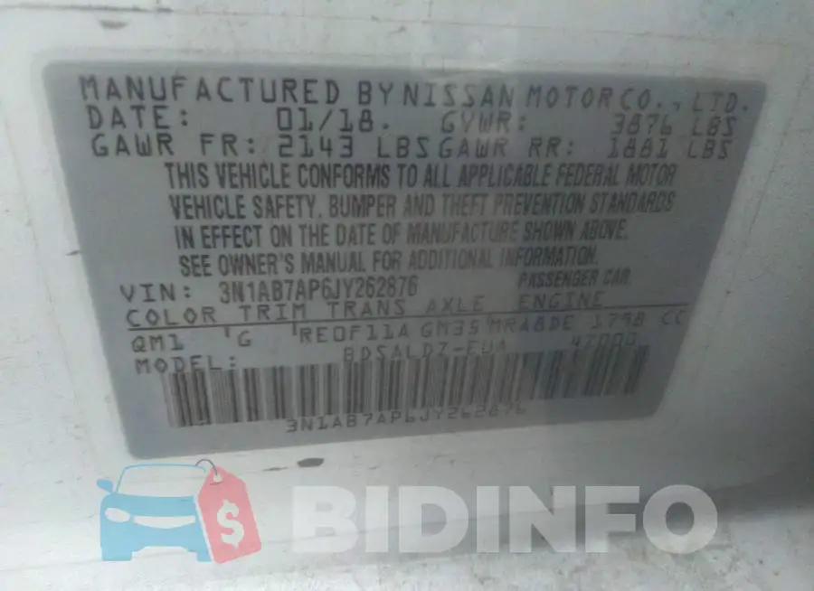 3N1AB7AP6JY262876 Photo# 9