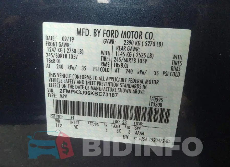 2FMPK3J96KBC73187 Photo# 9