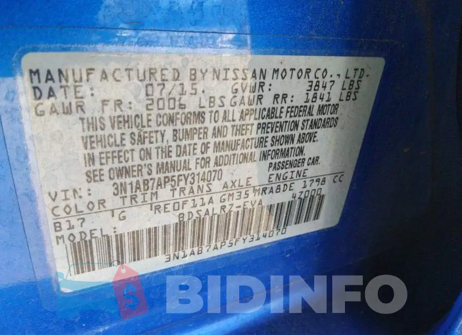 3N1AB7AP5FY314070 Photo# 9